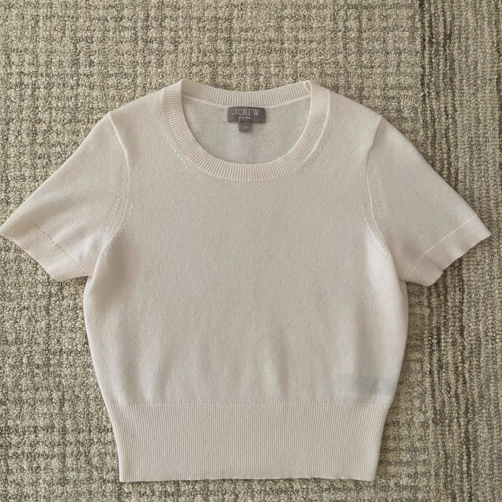 Cashmere Shrunken T-shirt in Snow